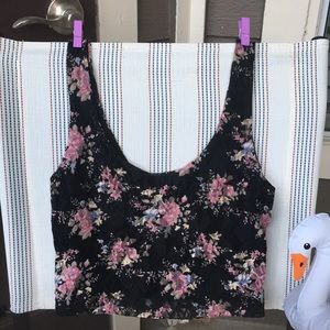 Floral Double Layered Lace Crop Tank Top